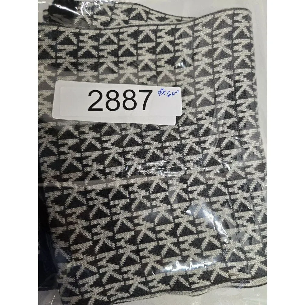 Michael Kors Knit Scarf Black & White MK Logo Lightweight Winter warm